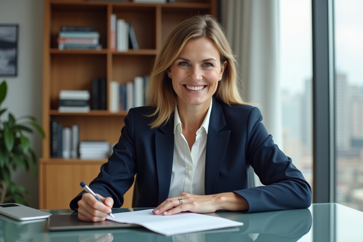 Femme d affaires en réunion dans un bureau moderne