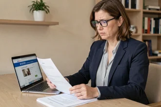 Femme consultant un portail gouvernemental sur son ordinateur pour comprendre les règles de récupération du CPF en 2026