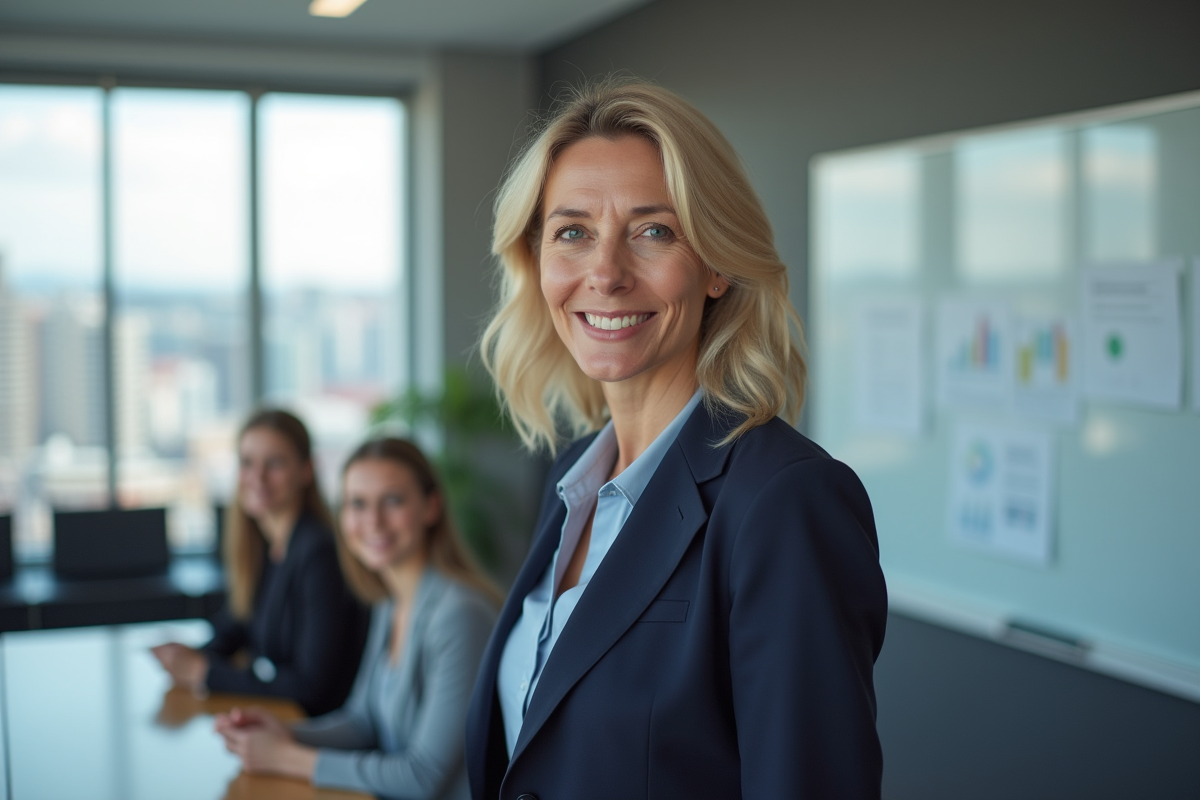 Femme confiante en réunion d