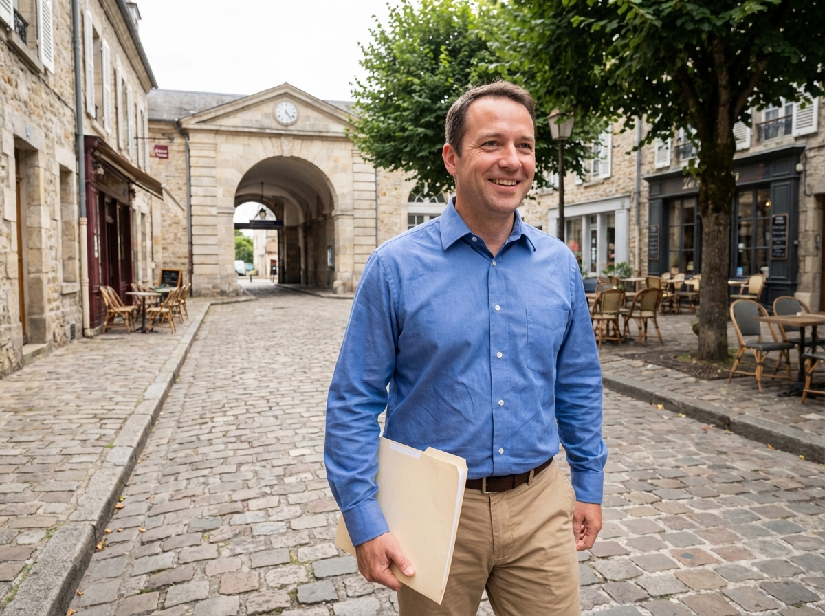 Homme souriant dans les rues de Rambouillet