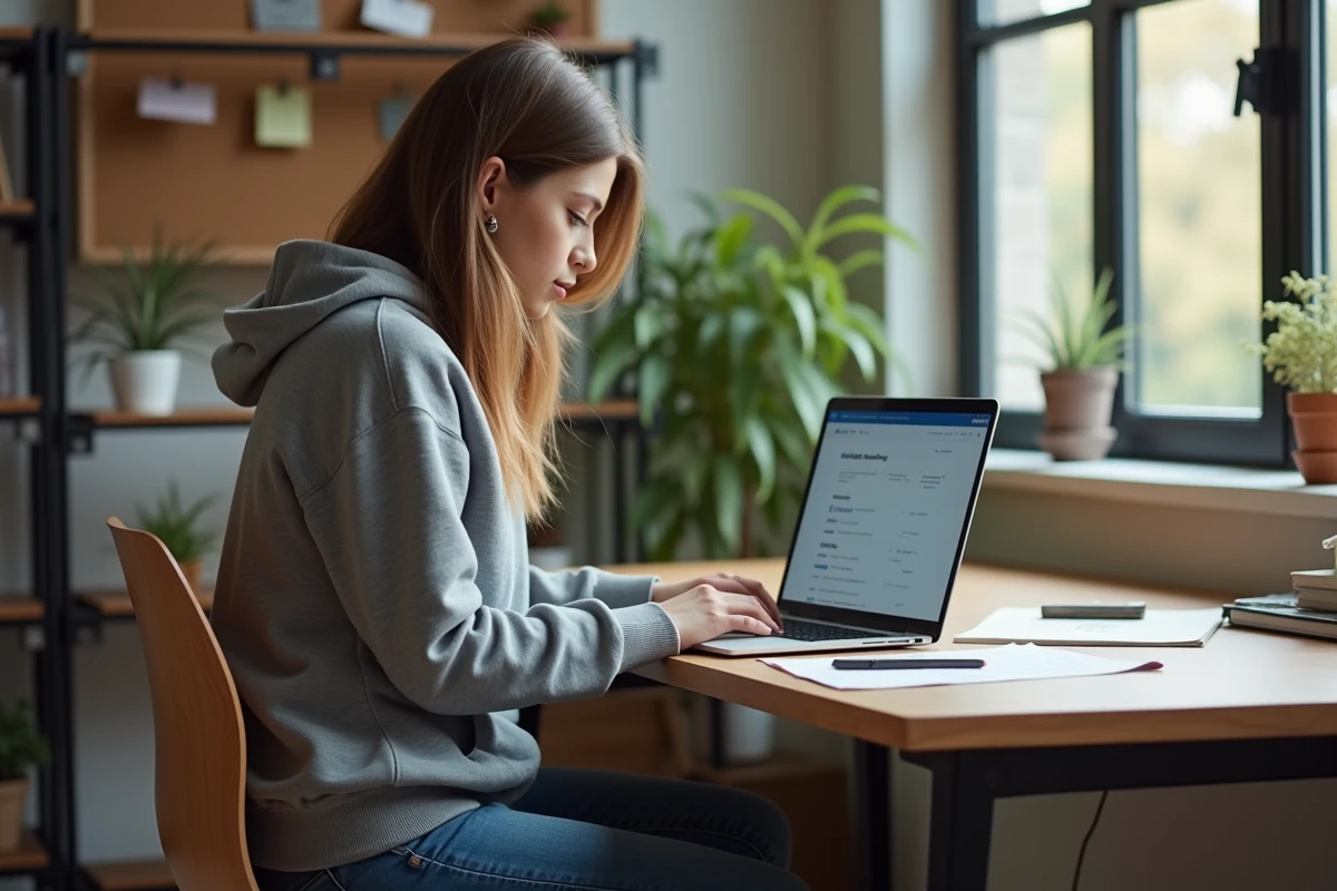 Jeune femme en intérieur réfléchissant à ses options de carrière